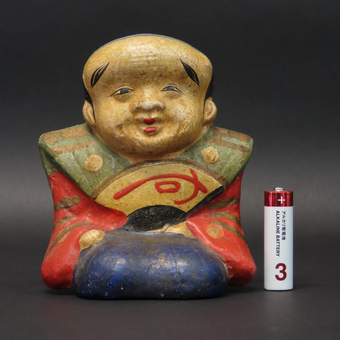 ⭕396 江戸末期 土人形 幸運を招く福助 高さ12.5cm/伏見人形 八幡人形