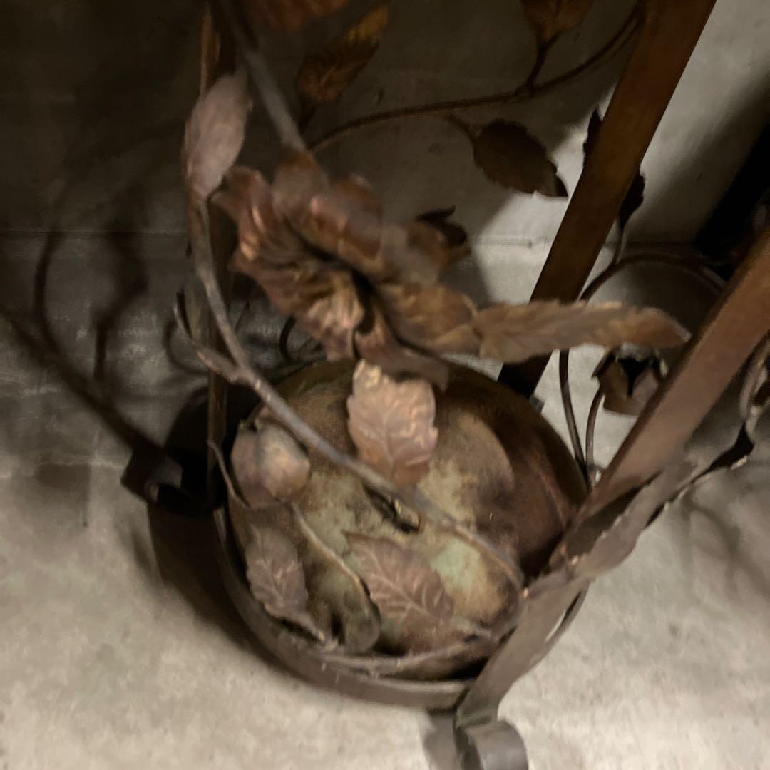 アンティーク 花柄傘立て アンブレラスタンド ヴィンテージ 鉄 ブラウン系色