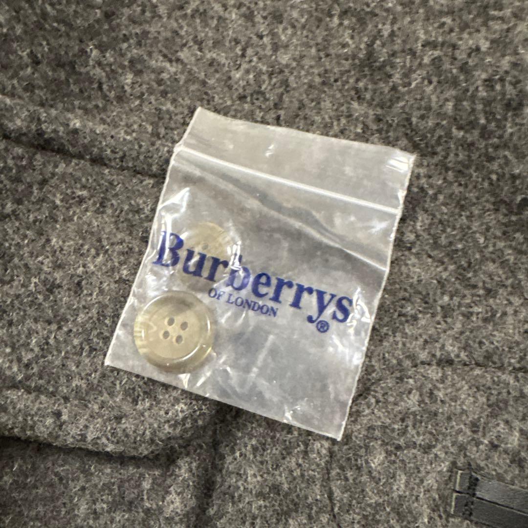 バーバリー ダッフルコート ノバチェック ウール100% グレー