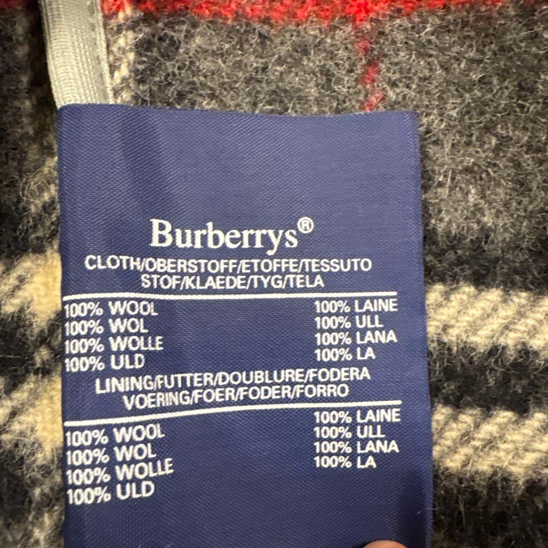 バーバリー ダッフルコート ノバチェック ウール100% グレー