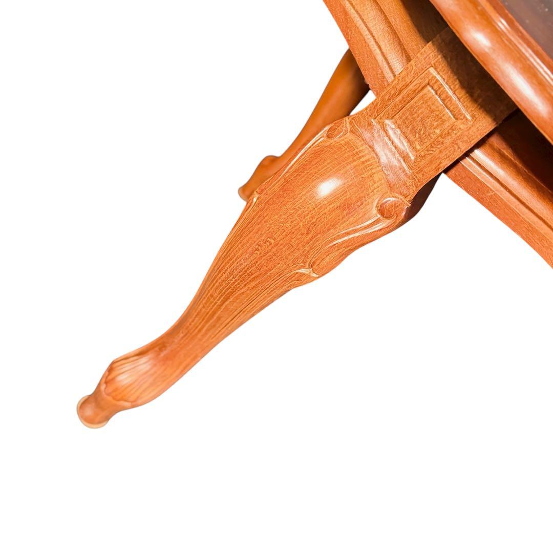 HR852 【象嵌彫刻が素敵】イタリア　猫脚　ローテーブル　イタリア