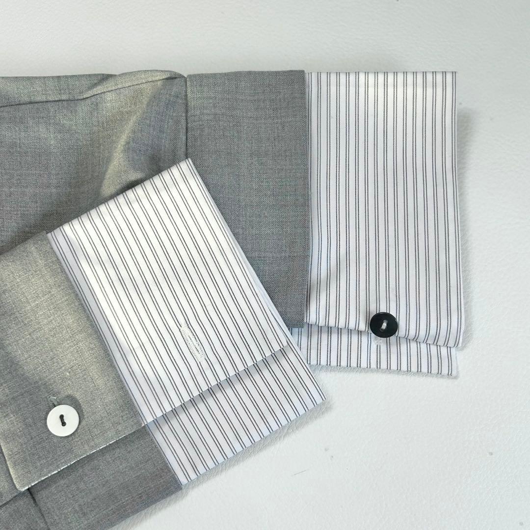 完売 極美品✨ENFOLD グレー オーバーシャツ ストライプ 38