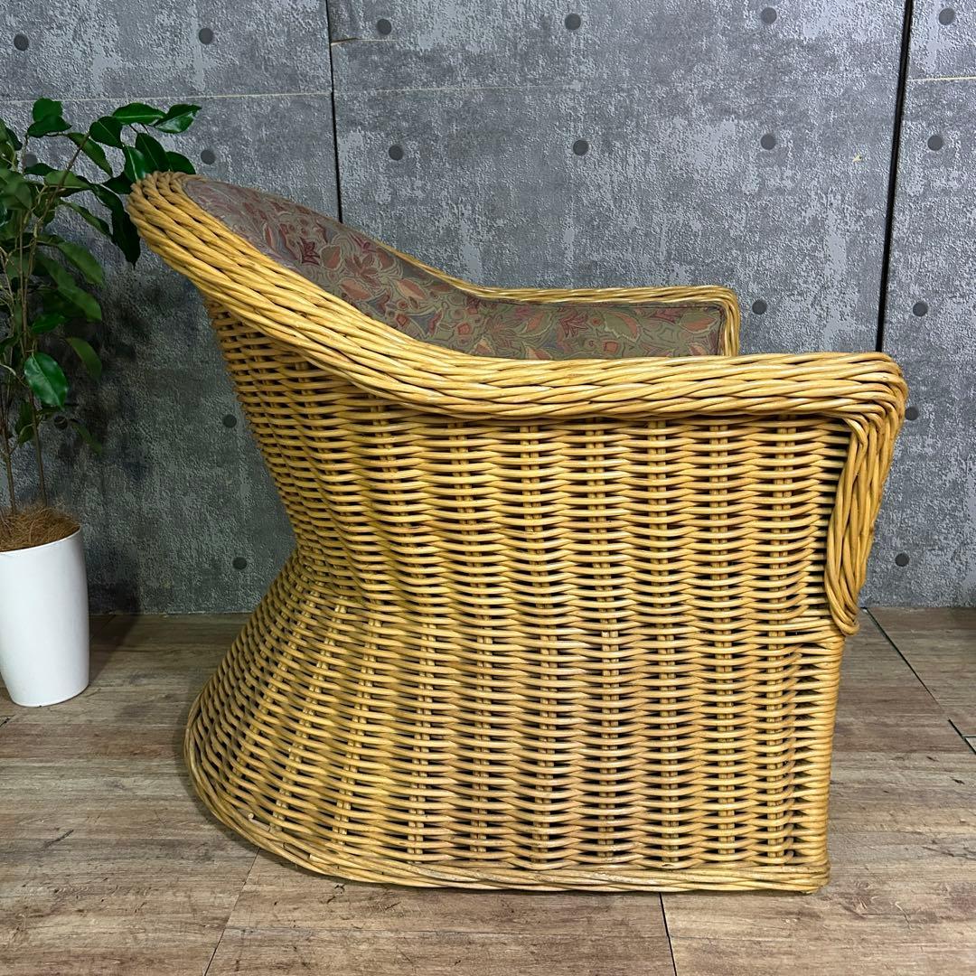 ꧁CASABLANCA カサブランカ꧂ラタン1Pアームソファ2脚 籐家具 花柄