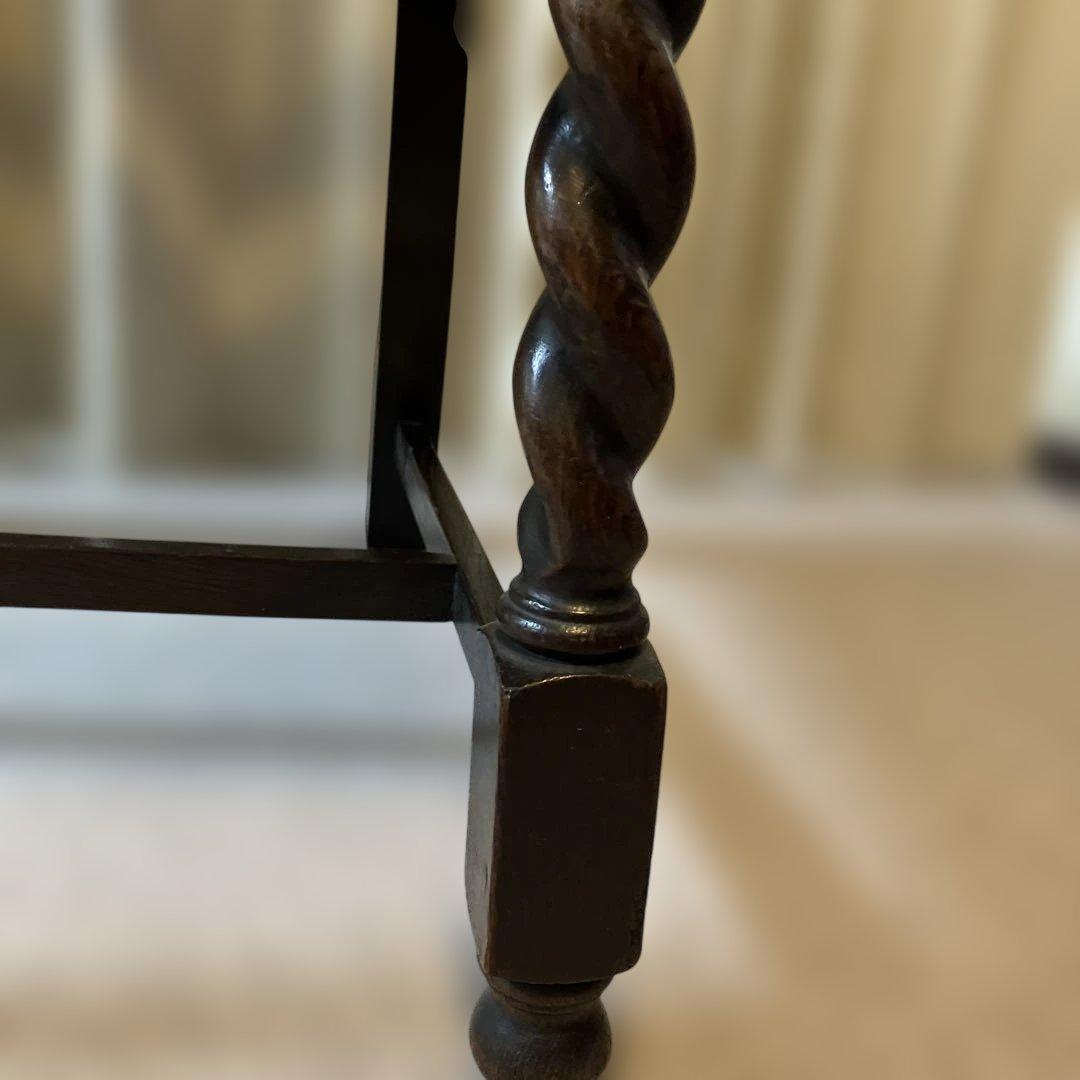 英国　アンティーク　木製椅子 ツイストレッグ　ダイヤモンドパターン ピンク