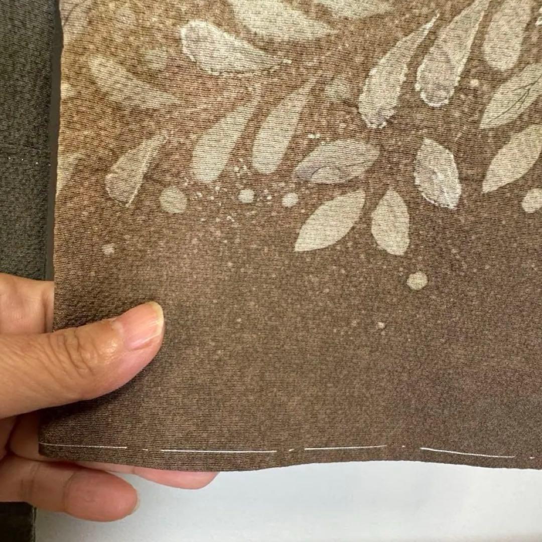 しつけ付き　正絹　袷　現代　広襟　訪問着　着物　辻ヶ花　紋無　深緑　156裄64