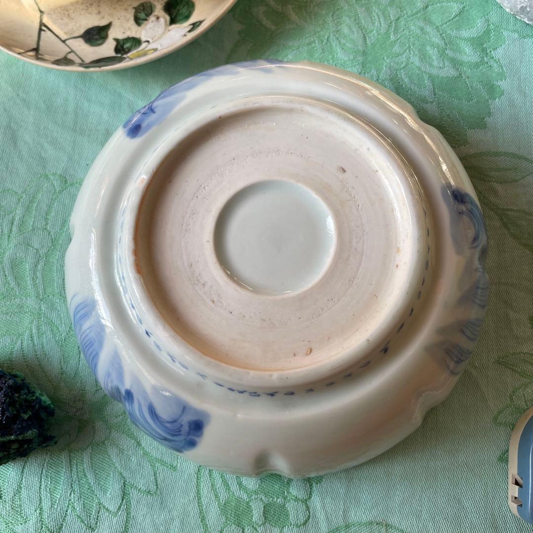 江戸期　古伊万里　染付　中深鉢　山水図