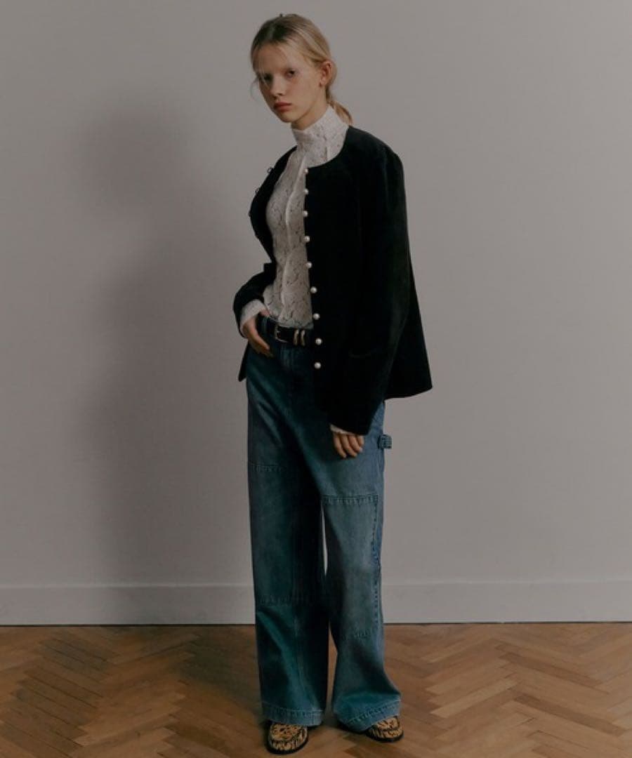 【1度着用のみ】26SSルシェルブルー　ハイネックストレットレーストップ