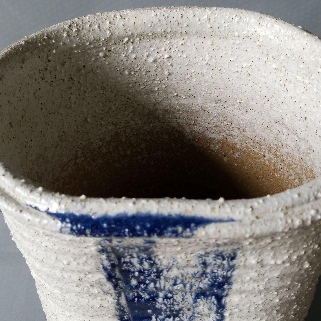 信楽焼 傘立て 白砂青釉流し 高さ４５cm