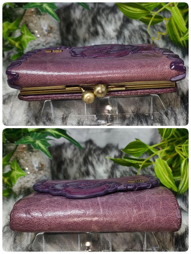 アナスイ 三つ折り財布 がま口 バタフイ ANNA SUI 財布 パープル