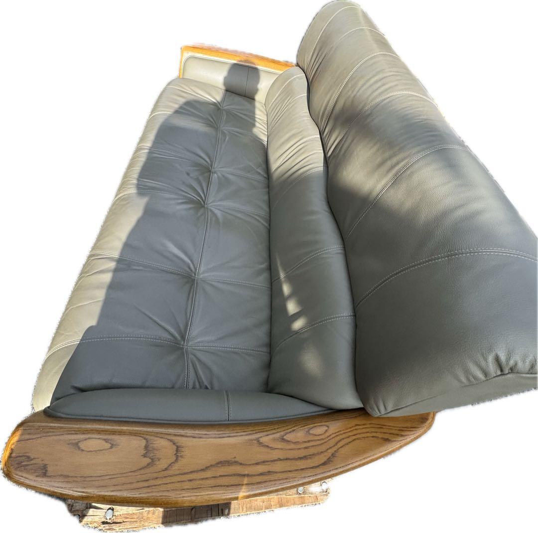 ① 浜本工芸 レザーソファ 浜本工芸 本革張りソファ ３人掛け用