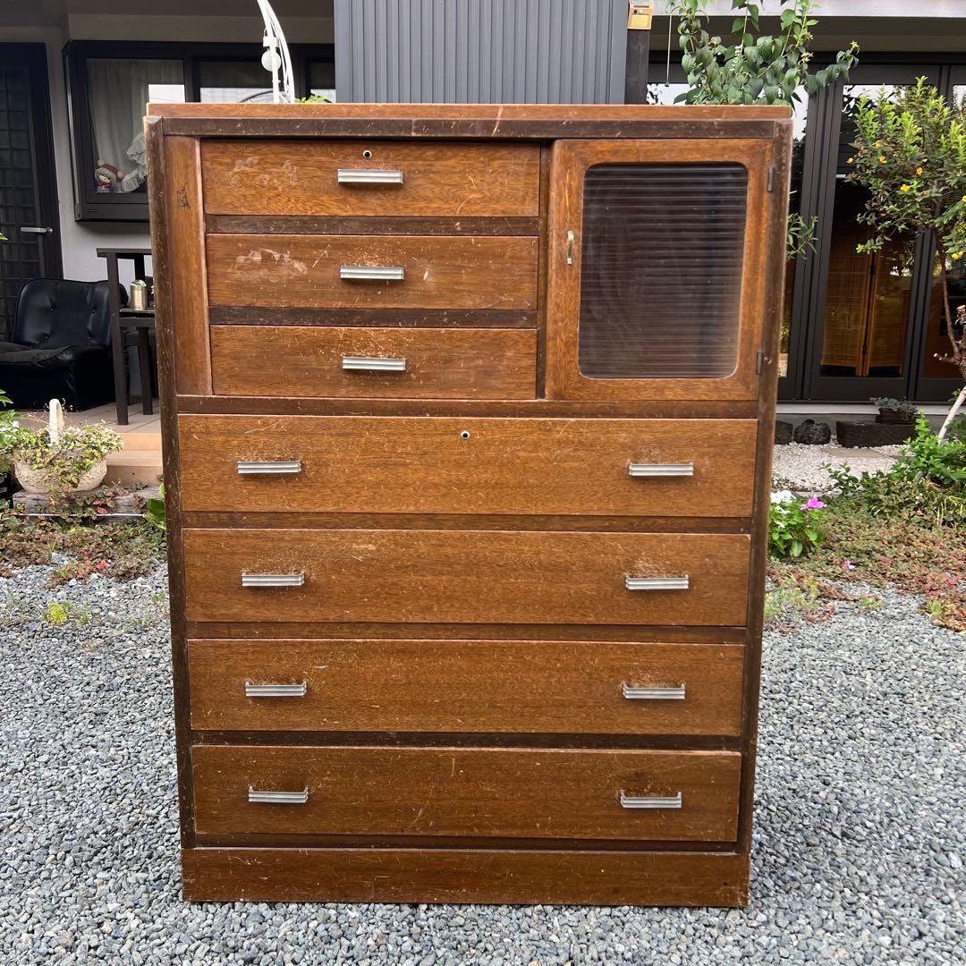 昭和レトロ 箪笥 古民家 チェスト 引き出し 木製 古家具 アンティーク 当時物