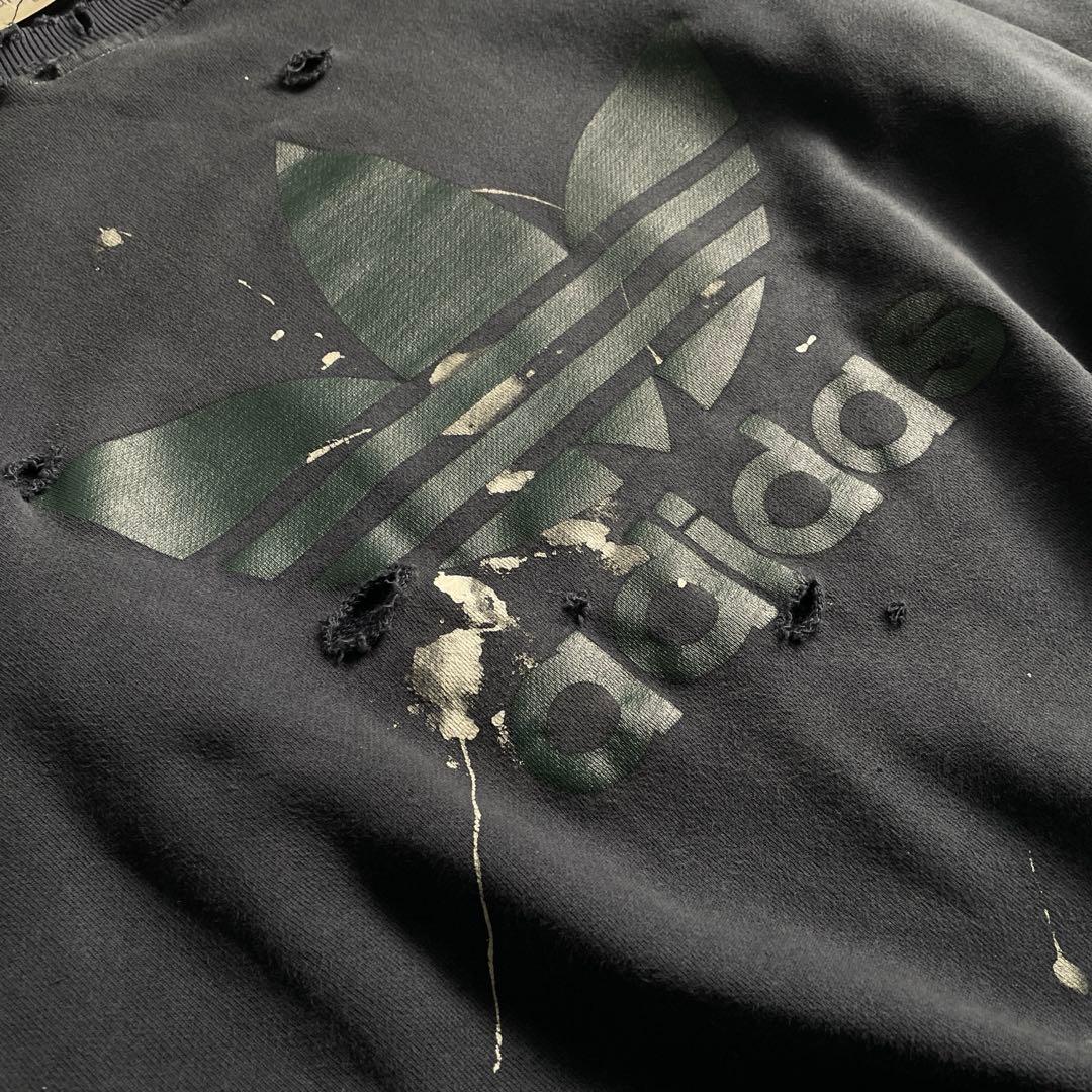 90's 銀タグ“adidas”後染“短丈”grange boro sweat