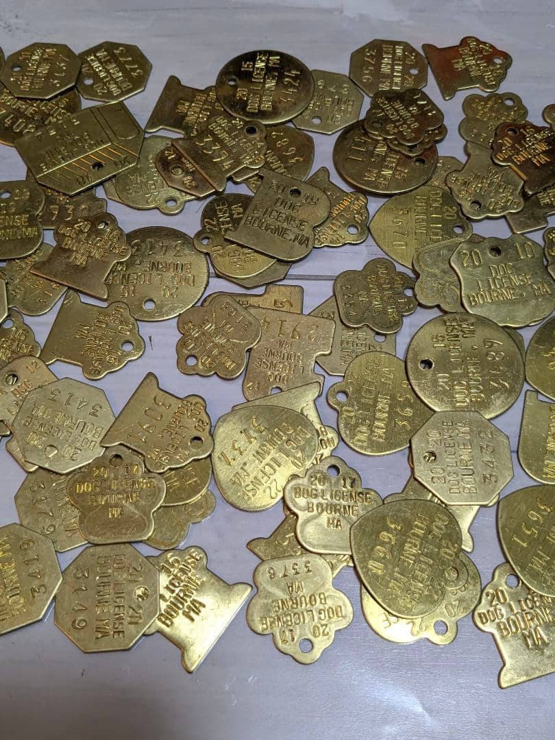 109個 ドッグタグ 真鍮 USA アメリカ雑貨 金色 大量 まとめ売り 当時物