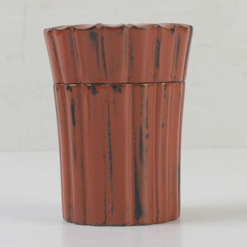 茶道具　加賀蒔絵師　和田寿峰作　立雛蒔絵　甲黒網目中棗　共箱　V　8993