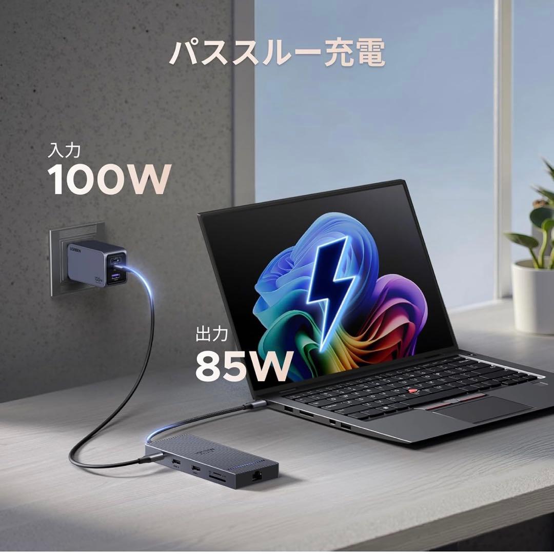 10 in 1 USB Cドッキングステーション USB Cハブ 二つHDMI