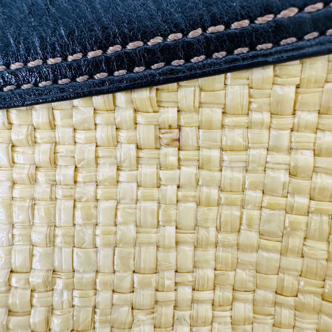 ✨COACH✨コーチ✨ストローバッグ✨ヴィンテージ✨ブラック✨かごバッグ✨