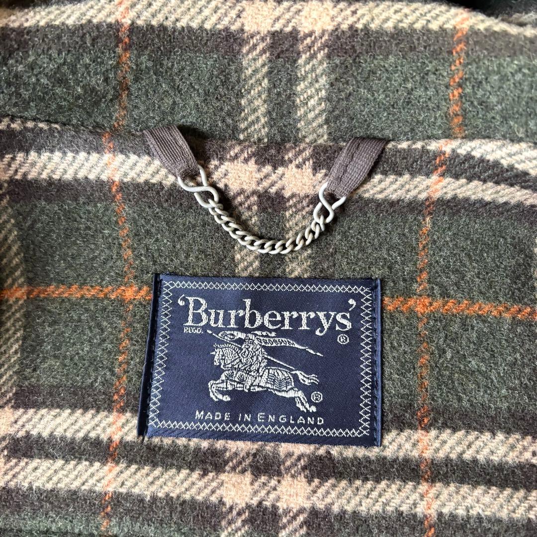【美品✨】バーバリー　ダッフルコート　カーキ　オリーブグリーン　ウール　チェック