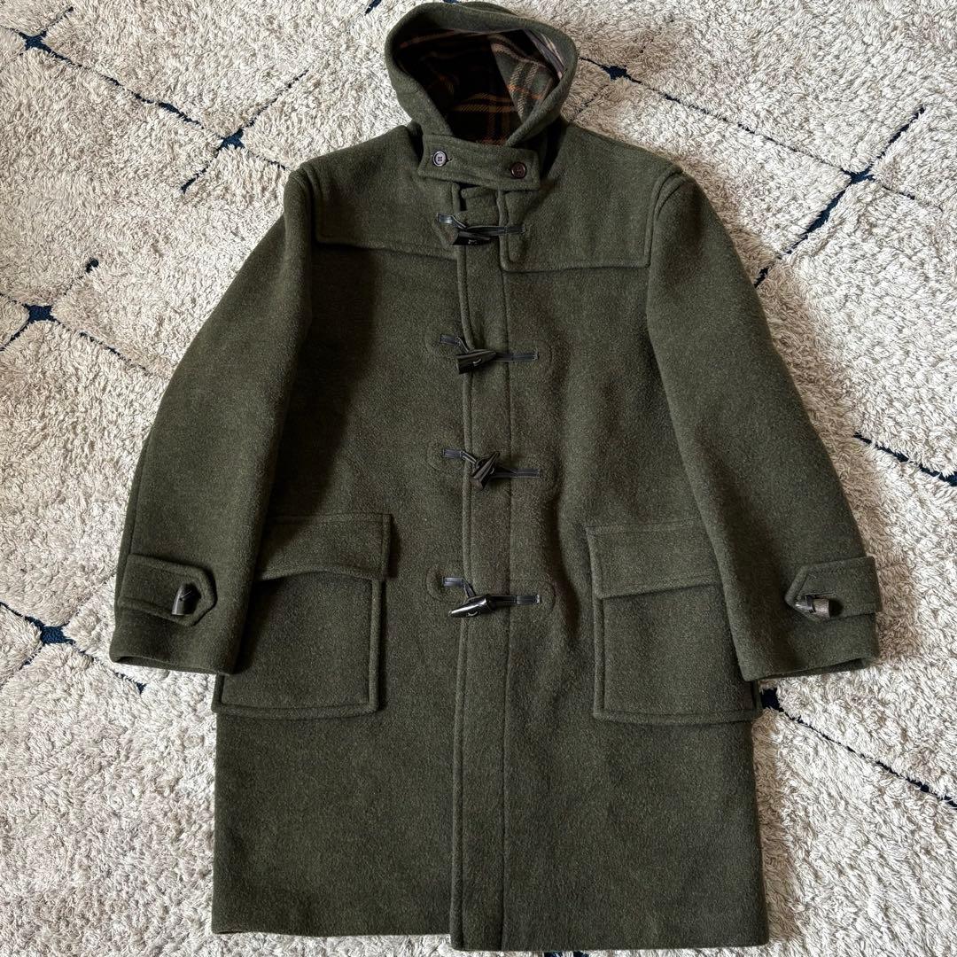 【美品✨】バーバリー　ダッフルコート　カーキ　オリーブグリーン　ウール　チェック