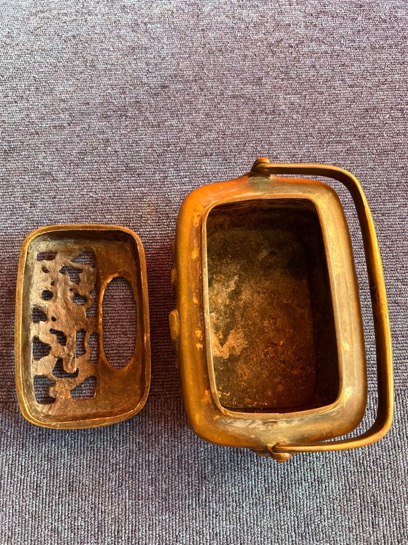 1033 中国骨董　大明宣徳年製銘　銅製　手炉　香炉　時代物