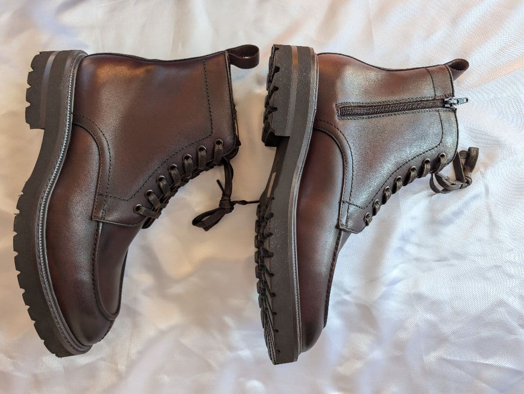 新品未使用　ZENOBI サイドジップ　レザー　ブーツ　ブラウン