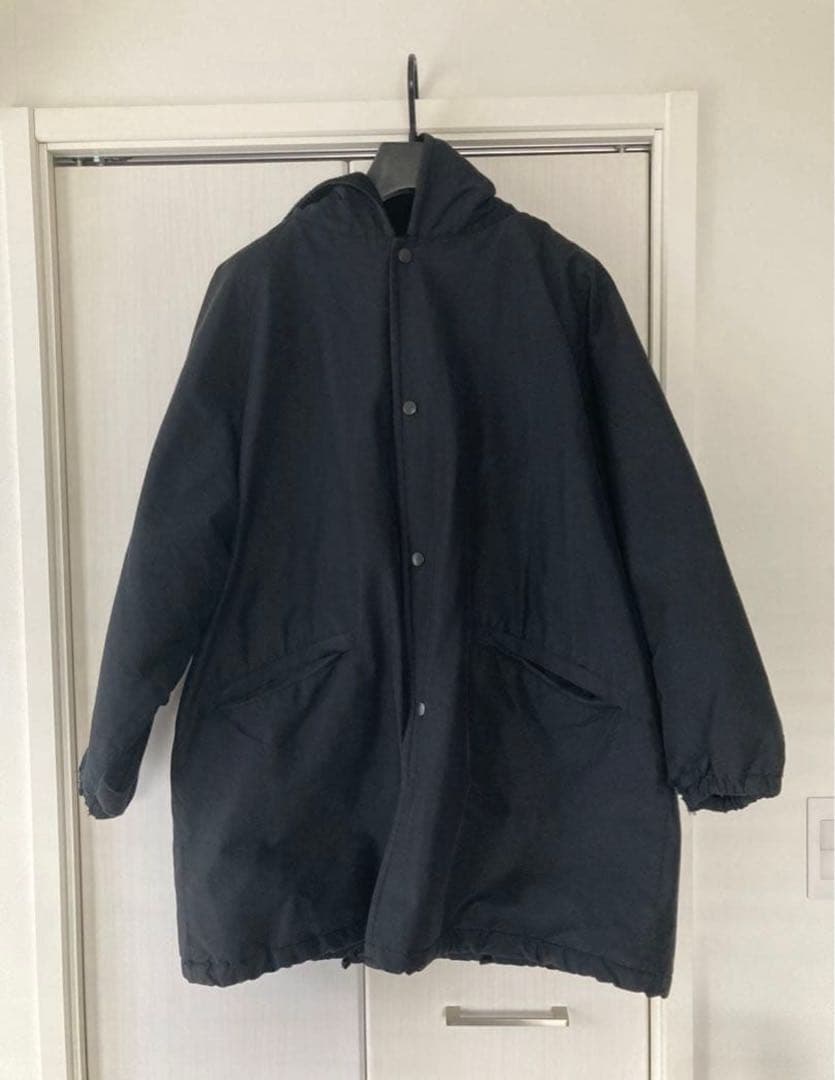 COMOLI 20AW コットンシルクフーデッドコート NAVY SIZE1