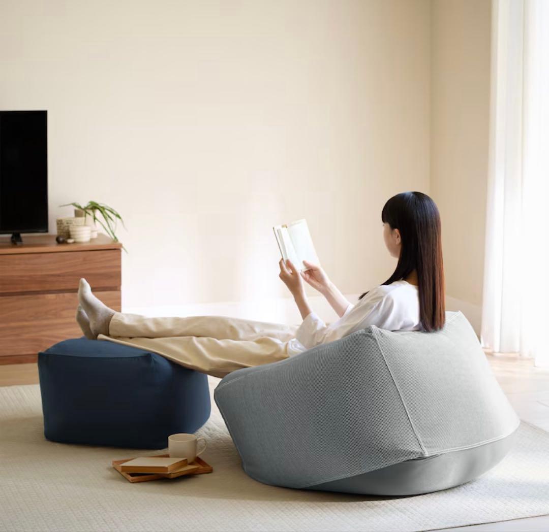 美品 無印良品 体にフィットするソファ　大　セット　綿デニム　ネイビー