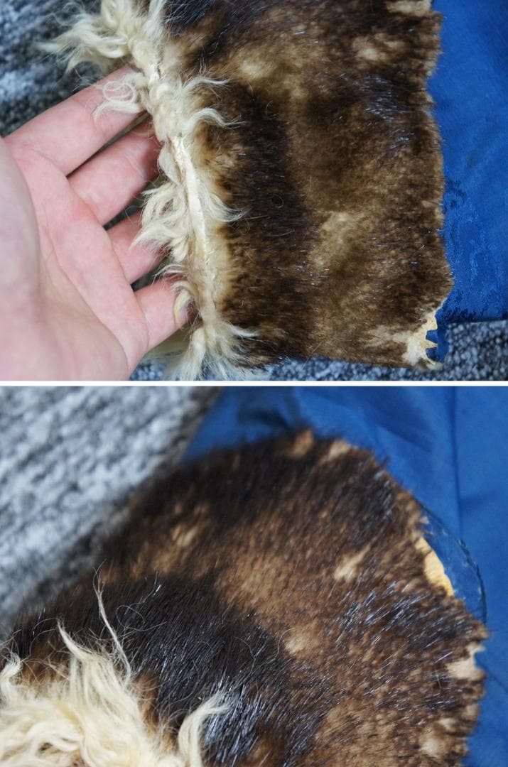 【織】　★ 織繍 藍色暗花綢羊皮常服袍 ★　清朝期　二龍戯珠 織綴文様　宮廷珍玩