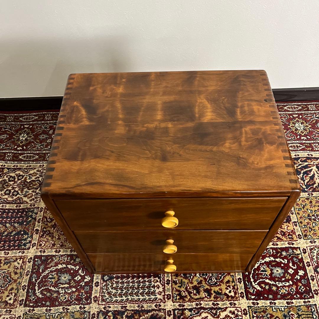 古家具 大きめのサイズ◼︎深谷木工 引き出し3杯 整理棚 収納棚 木製家具