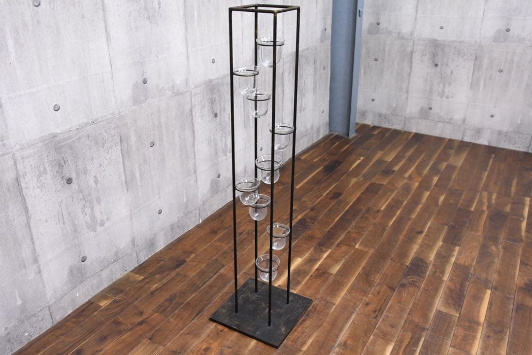 EDK9 アイアン プラントホルダー キャンドルホルダー ガラスカップ