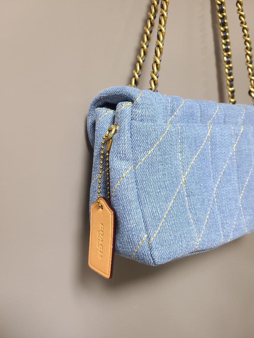 美品 COACH デニム キルティング ショルダーバッグ