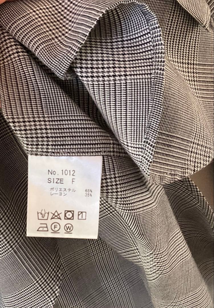 OHGA オーガ　グレー チェック柄 ボウタイシャツ