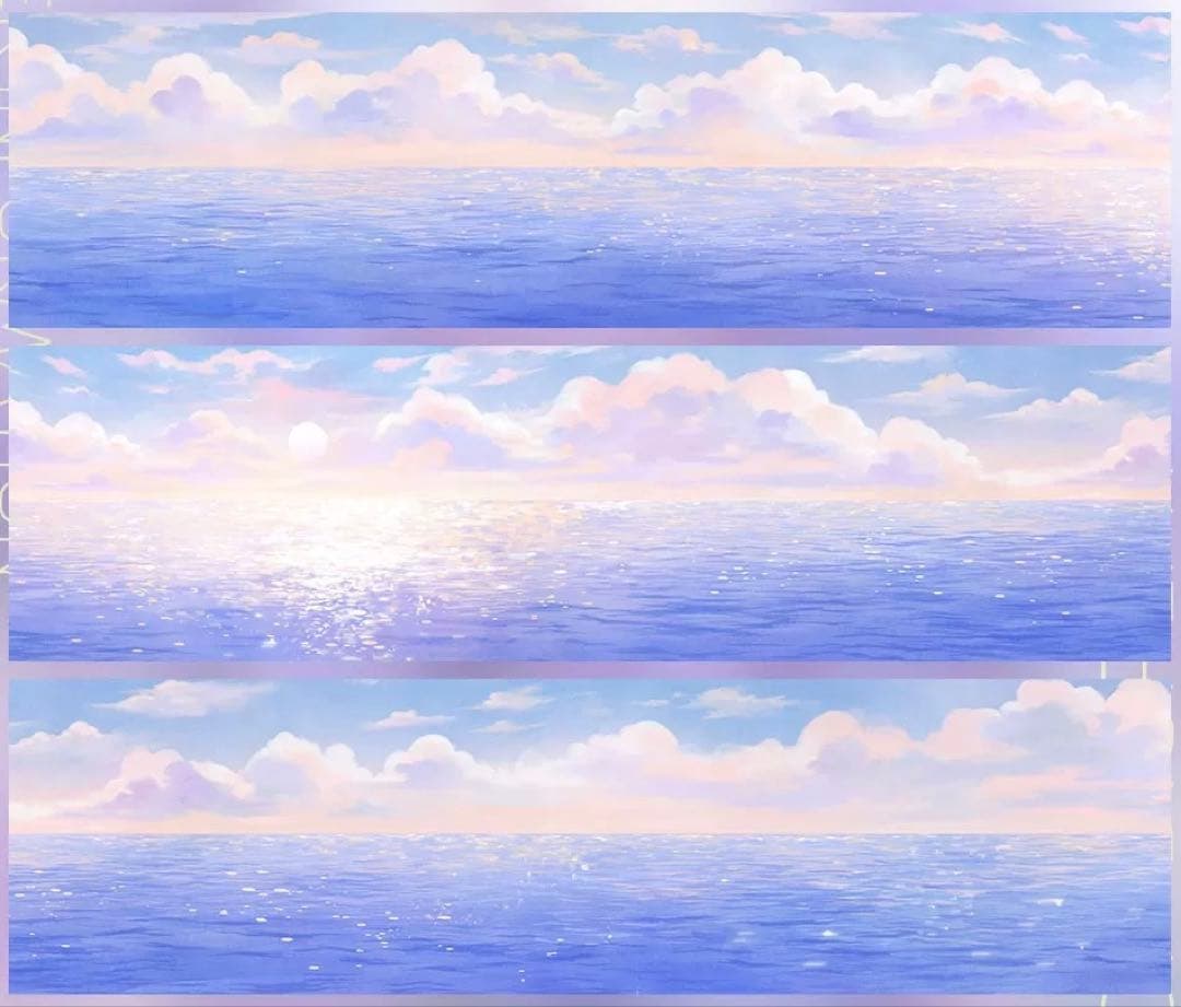 【9059】海外　マスキングテープ　5m巻　PET 朝日　海景色　雲　背景系