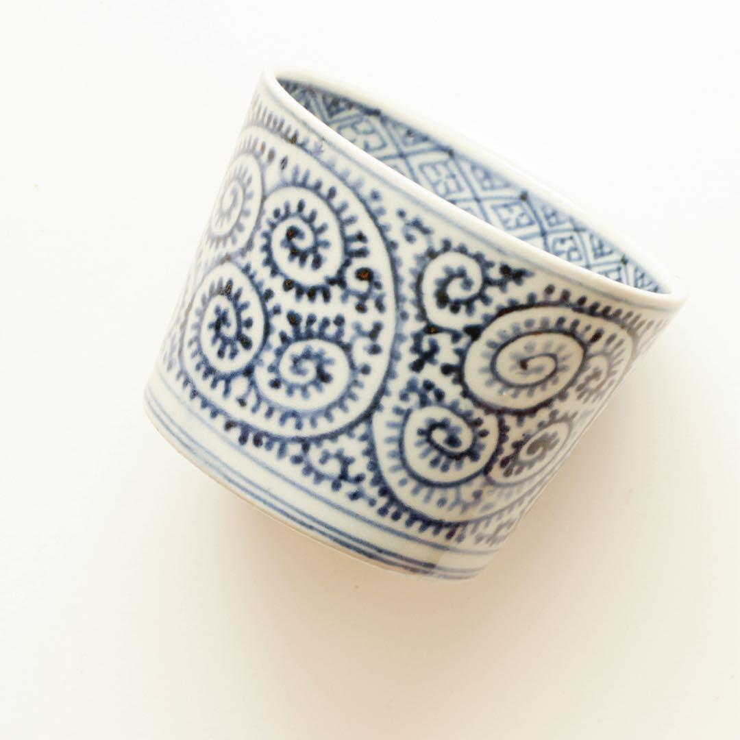 伊万里　古伊万里　江戸　後期　幕末　蕎麦猪口　総柄　蛸唐草　蛇の目　高台