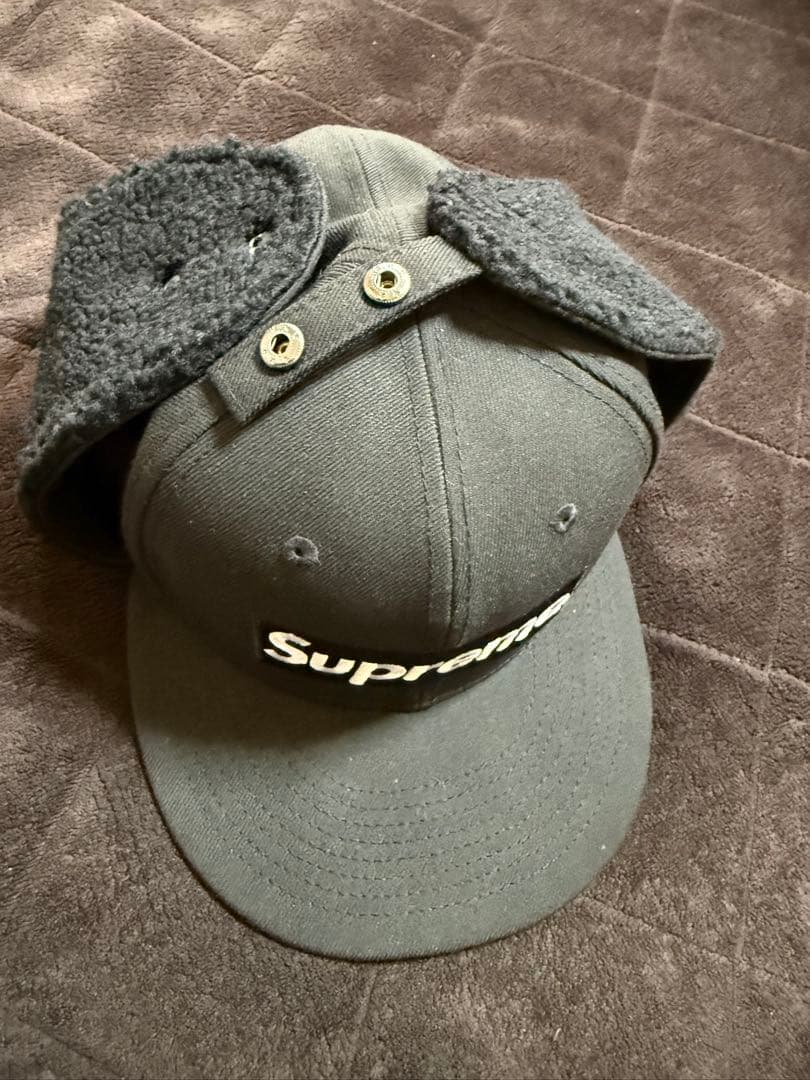 supreme Earflap New Era cap キャップ 黒 7 5/8