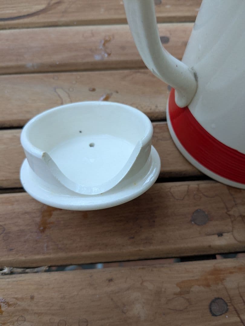 アンティーク　SADLER レトロな白と赤の陶器ポット