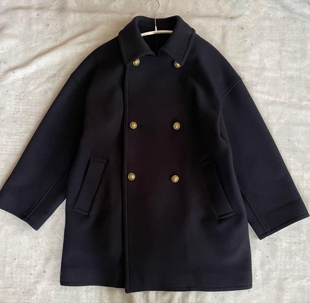 FRAMeWORK Super100 ダブルクロス Pコート 38 ネイビー