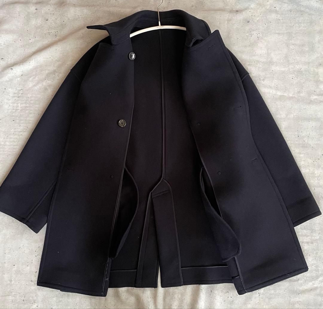 FRAMeWORK Super100 ダブルクロス Pコート 38 ネイビー