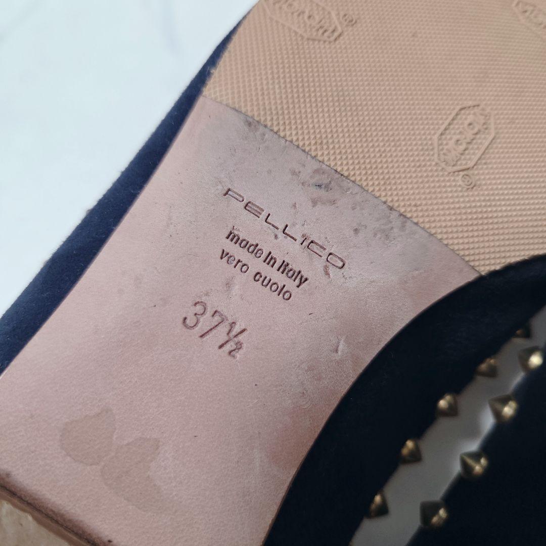美品✨ペリーコ PELLICO スタッズ スエード パンプス ネイビー 24.5
