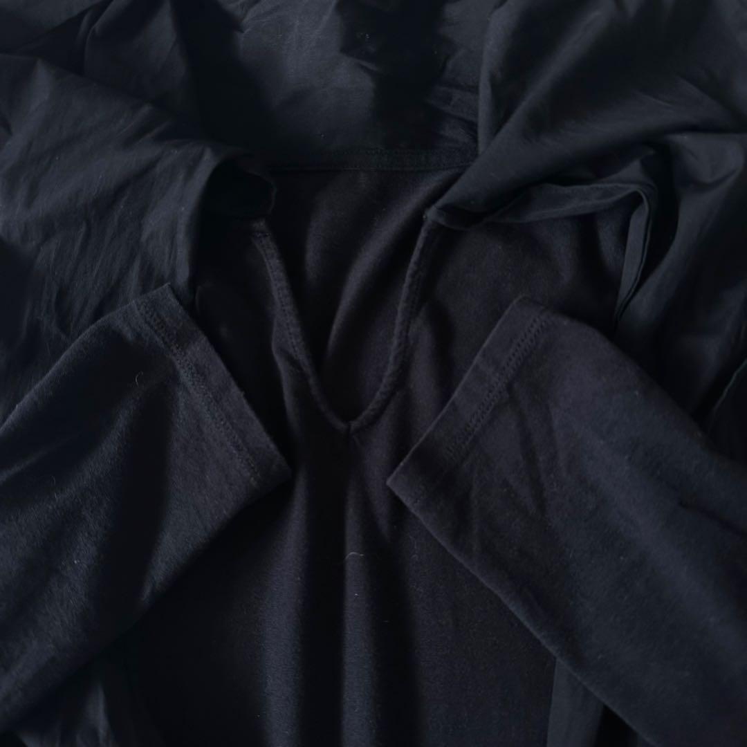 美品♪サードマガジン カットコンビ ボウタイブラウス 異素材 リボンブラウス 黒