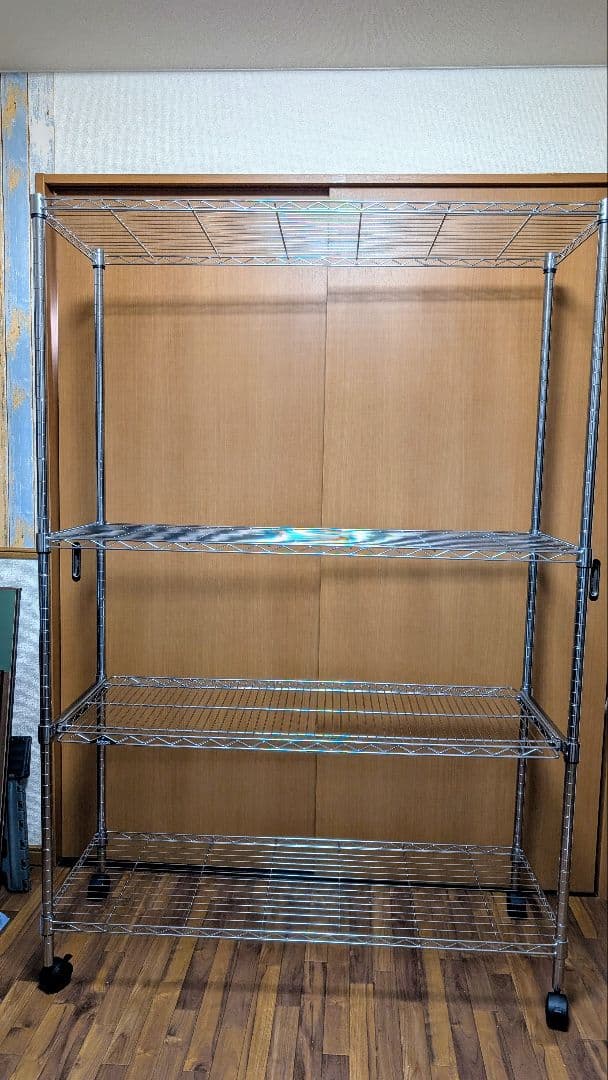 メタル ルミナスシリーズ スチールラック キャスター付き　スライド棚板　軽量版