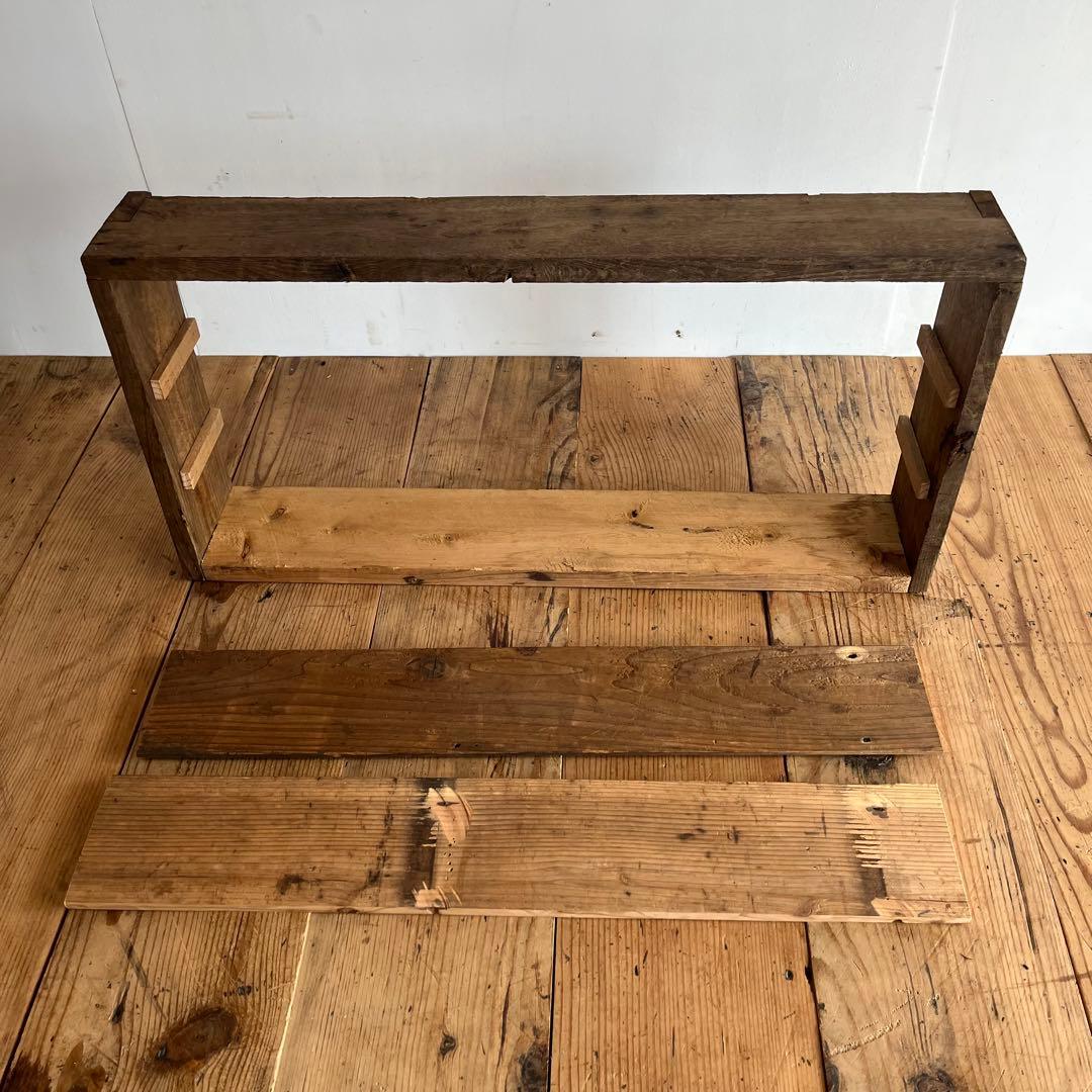 アンティーク 飾り棚 キッチン収納 古民家 民藝 無垢材 シャビー z907