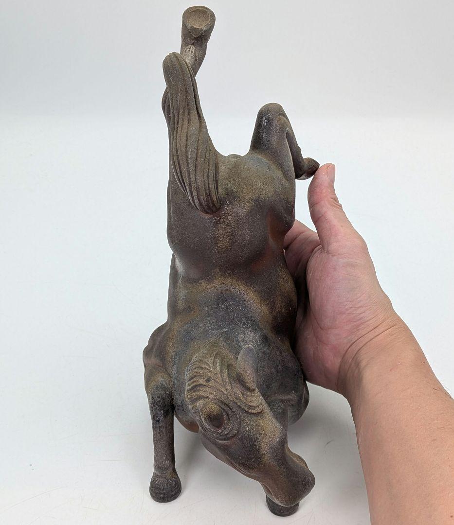 二代目小山一草 備前焼 窯変午置物 共箱 干支置物 午年 ウマ 細工物 縁起物