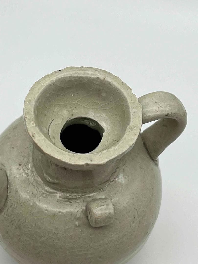 宋時代 湖田窯 青磁双系執壺 青白釉 水注 水指 水差し 茶壺　酒器(F-89)