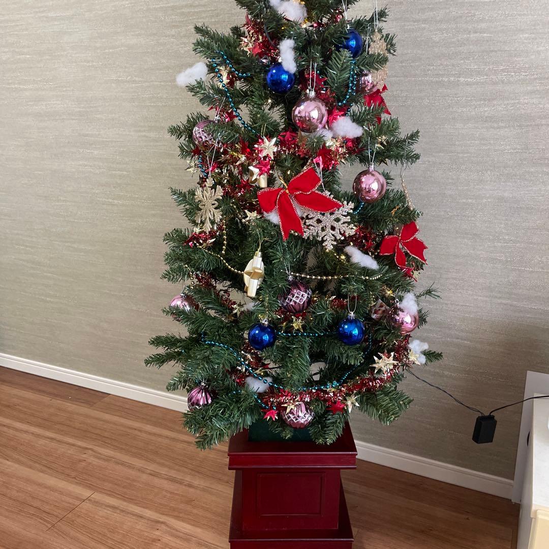 ウッドベーススリムツリーセット150cm 木製ポットツリー LED