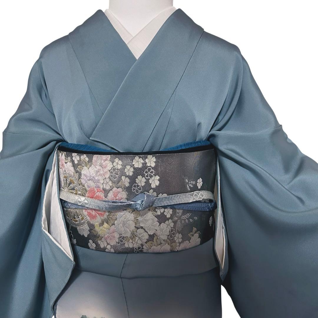 新品　美品　袷　正絹　縮緬　金彩　一つ紋　訪問着　フルセット