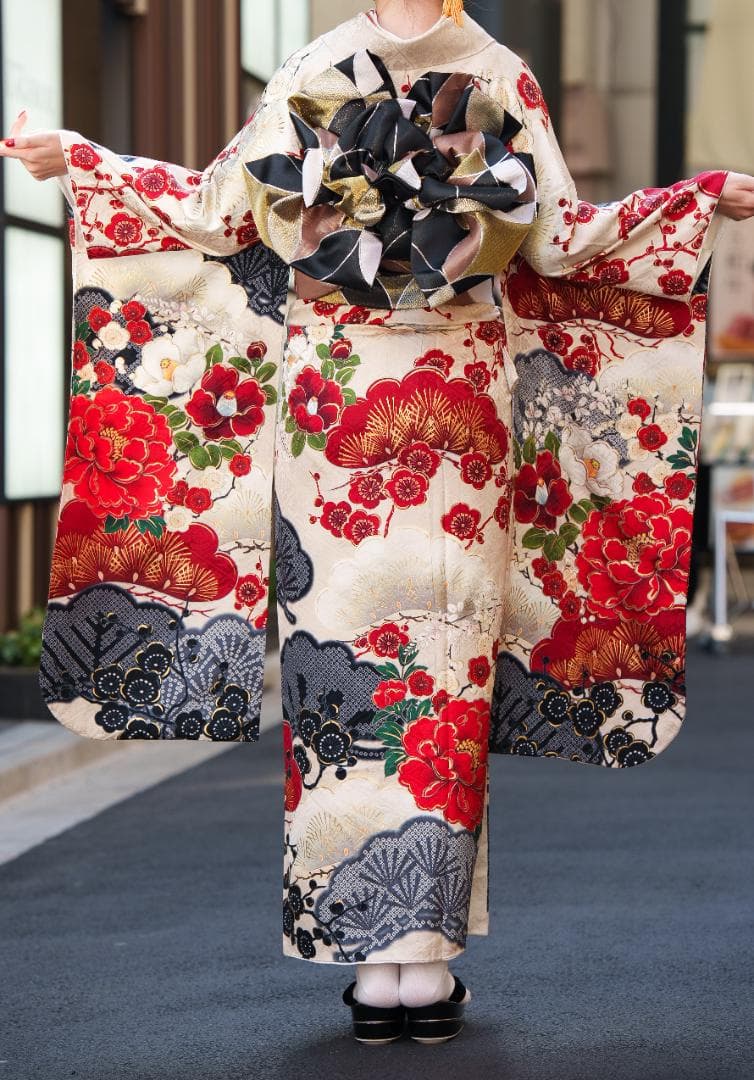 ピコ様 振袖、半衿長襦袢、帯【884】【150cm~160cmの方用】