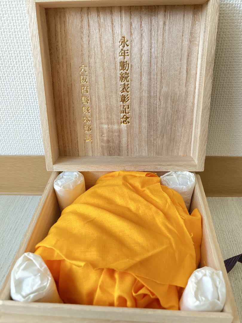 【桐箱入】金盃/金杯3個　純金の24KGP 永年勤続表彰記念　大阪府警察本部長