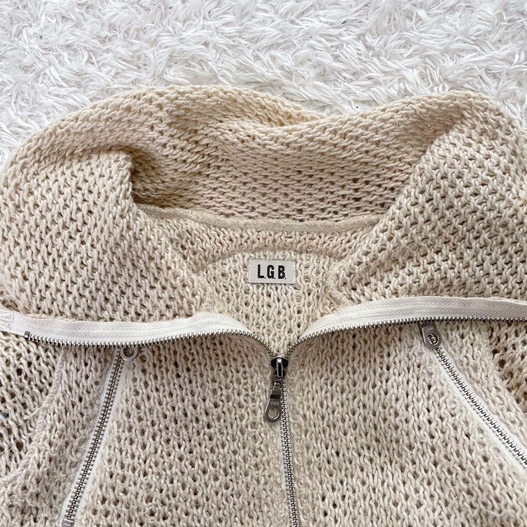 LGB スカルパッチ　ニット　カーディガン　パーカー ショート丈