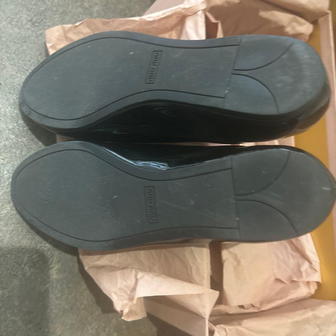 Miu Miu 黒 フラットシューズ クリスタル装 hanachaman