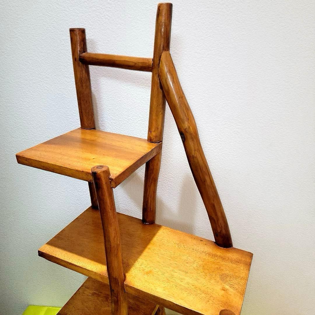 アジアン家具 バリ 木製 花台 チーク材ナチュラルラック